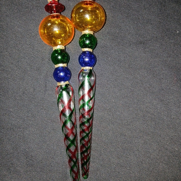 Colorful Glass Ornament Set Hand Blown Italy Art Glass - Picture 10 of 13